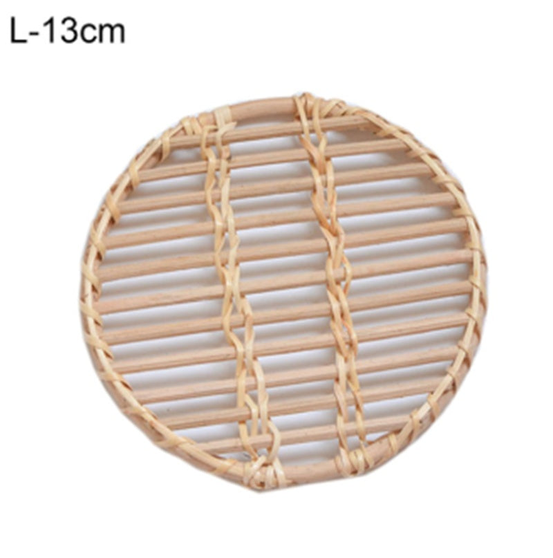 White Rattan Woven Storage Snacks Coffee Table Insulation Cups And Pot Mats