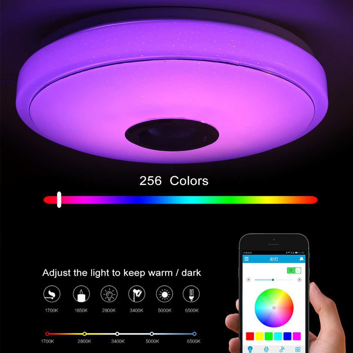 Tuya WiFi Smart Ceiling Light – LED Colorful Remote Control, Alexa & Google Home