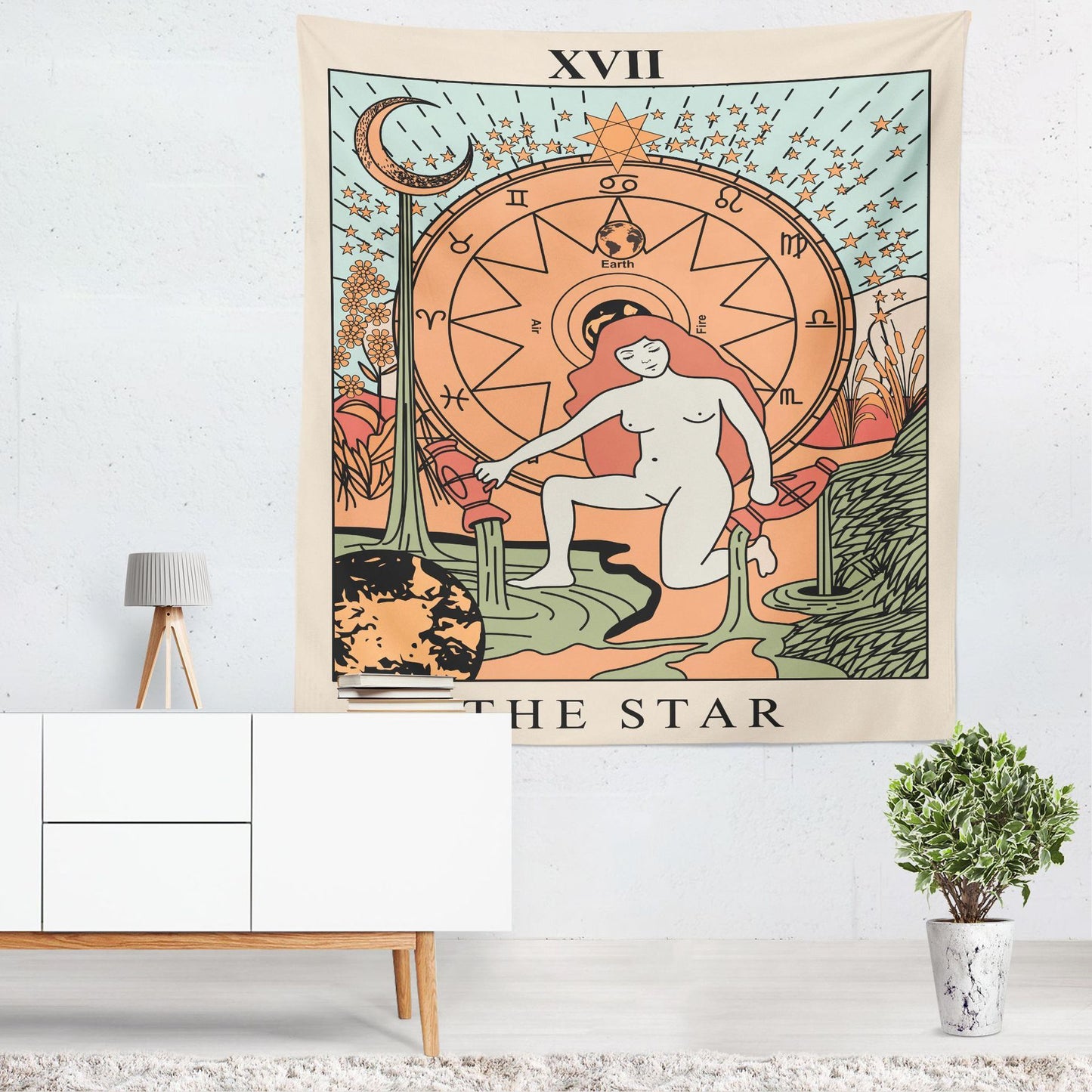 Tarot Tapestry – The Sun, The Moon & The Star Wall Hanging Decor