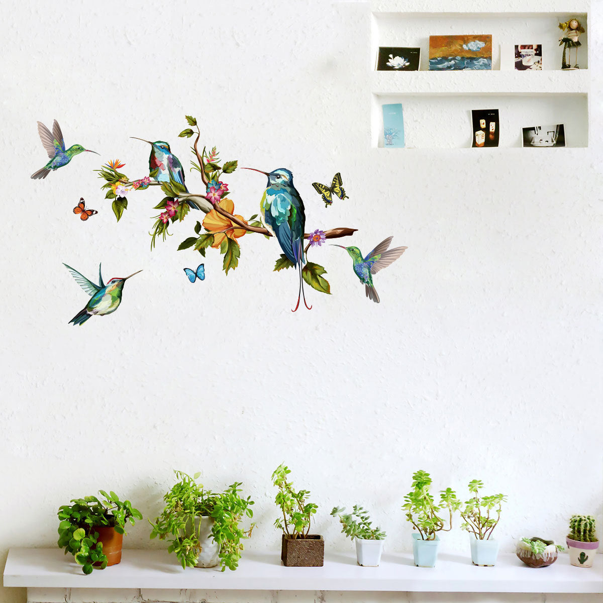 Color Butterfly Branch Bird Wall Sticker Background Wall Sticker