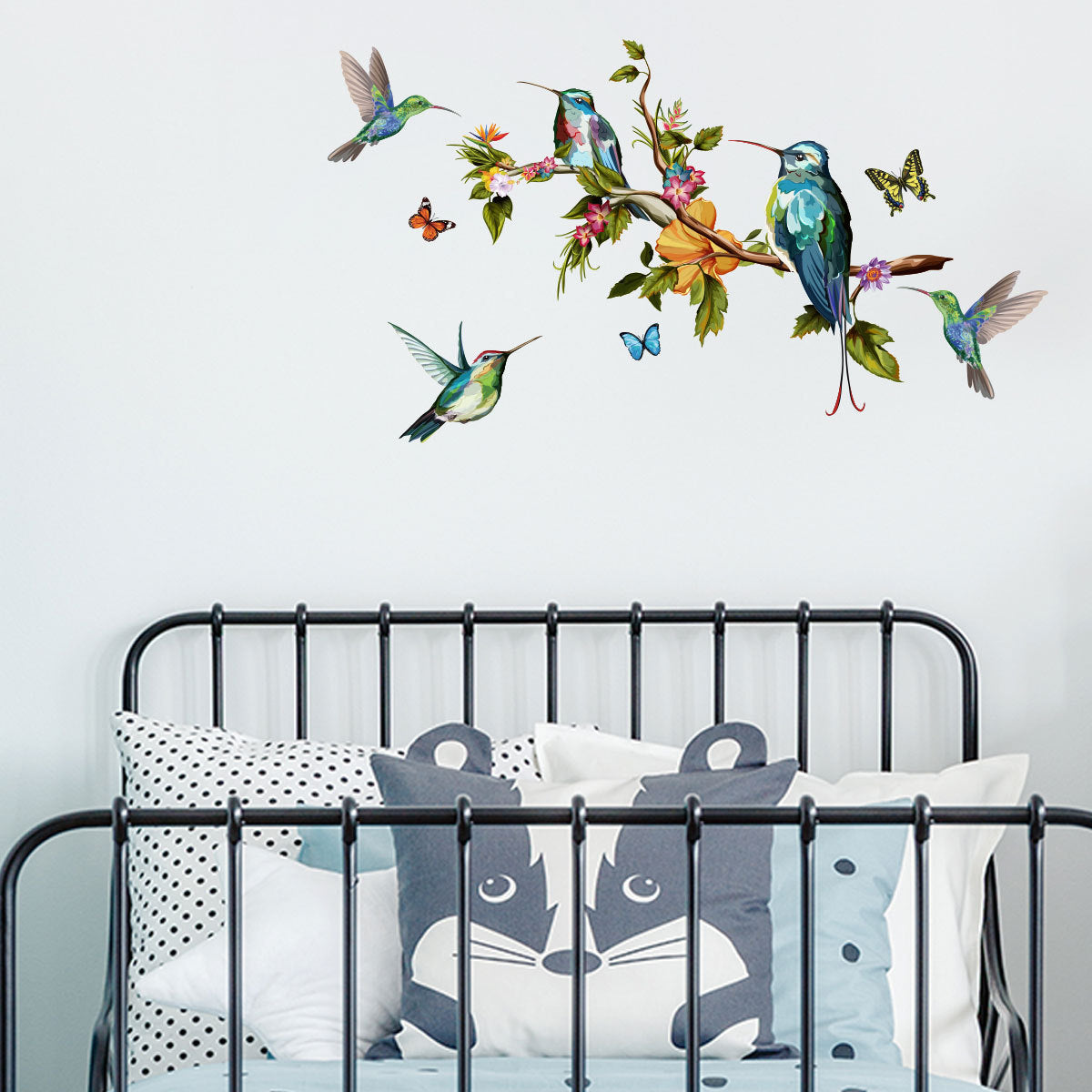 Color Butterfly Branch Bird Wall Sticker Background Wall Sticker