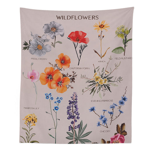 Botanical Wildflower Tapestry – Boho Hippie Wall Hanging & Home Decor