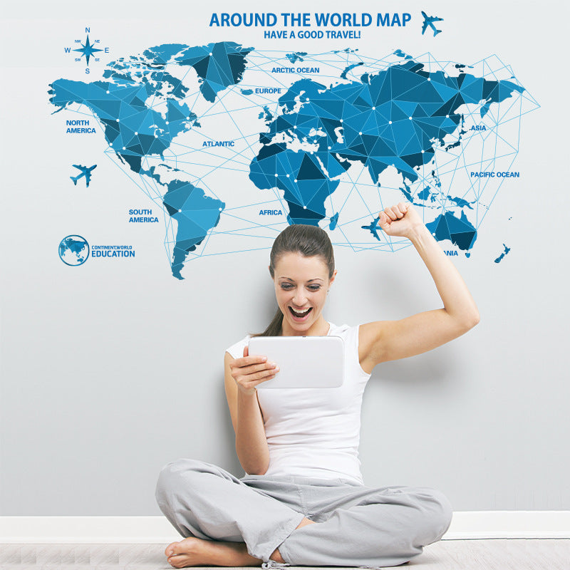 New Wall Stickers Origami World Map Workplace Office Home Removable Stickers