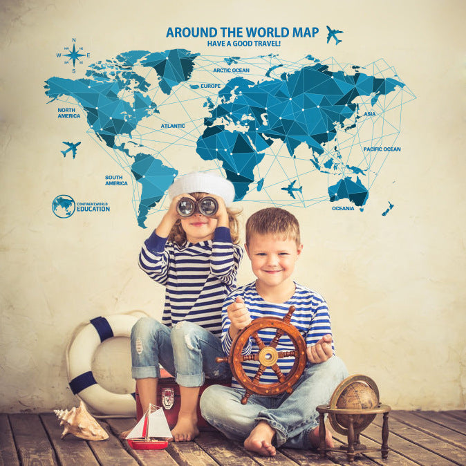 New Wall Stickers Origami World Map Workplace Office Home Removable Stickers
