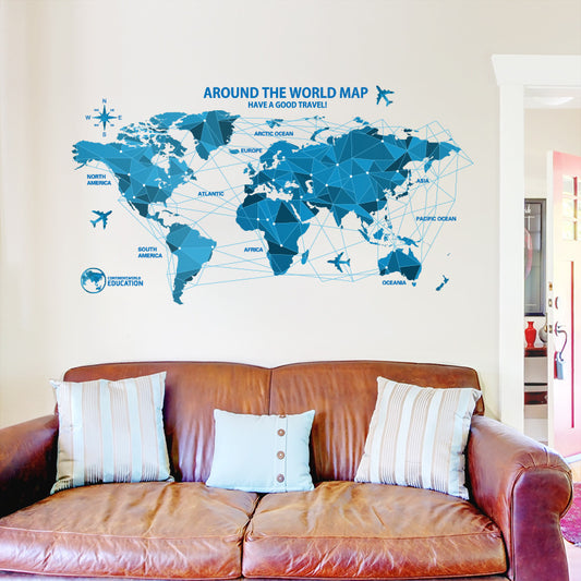 New Wall Stickers Origami World Map Workplace Office Home Removable Stickers