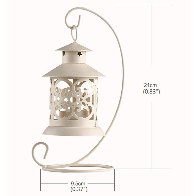 European Style Hollow Pavilion Wrought Iron Candle Holder – Geometric Decor