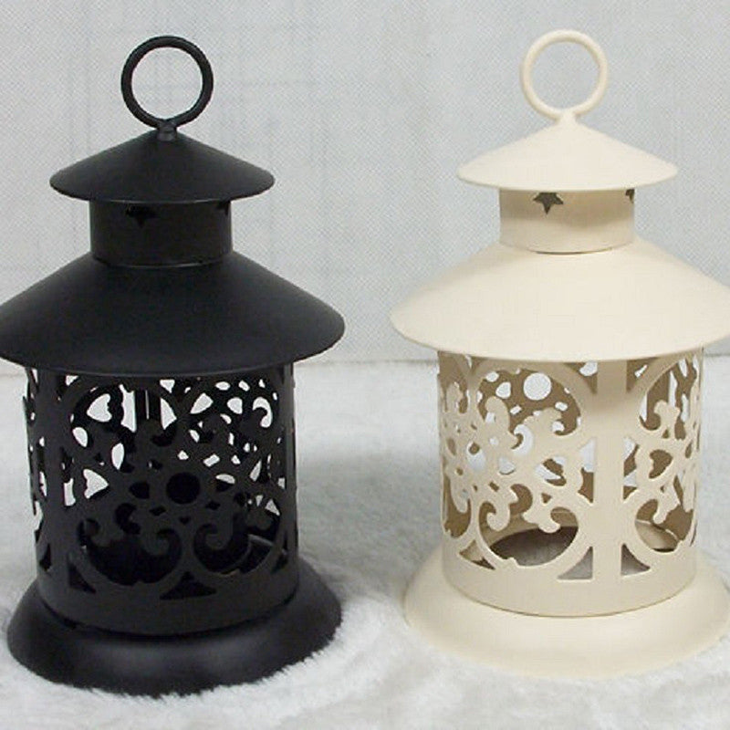 European Style Hollow Pavilion Wrought Iron Candle Holder – Geometric Decor