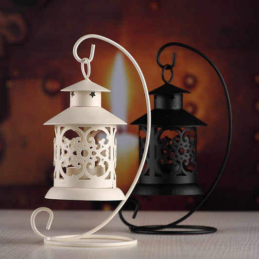 European Style Hollow Pavilion Wrought Iron Candle Holder – Geometric Decor