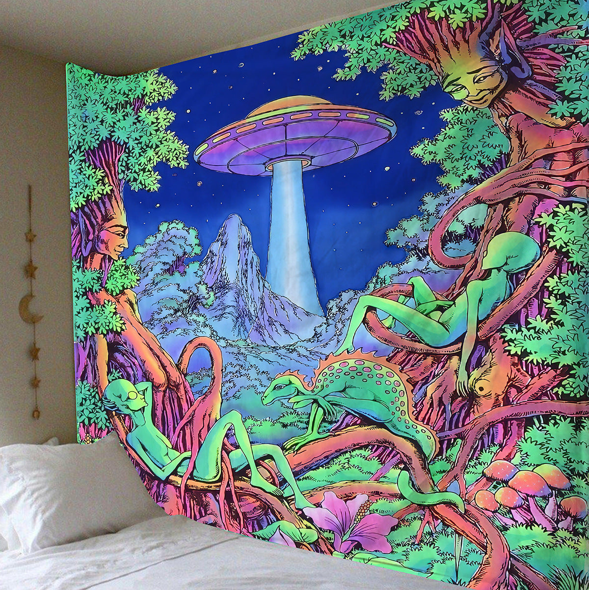 Explosive Alien Tapestry – Bold Statement Wall Decor