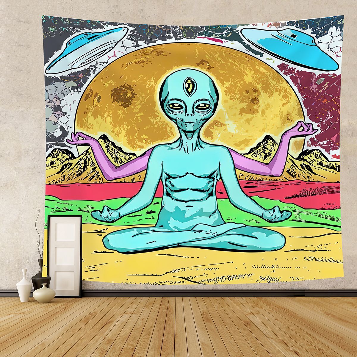 Explosive Alien Tapestry – Bold Statement Wall Decor