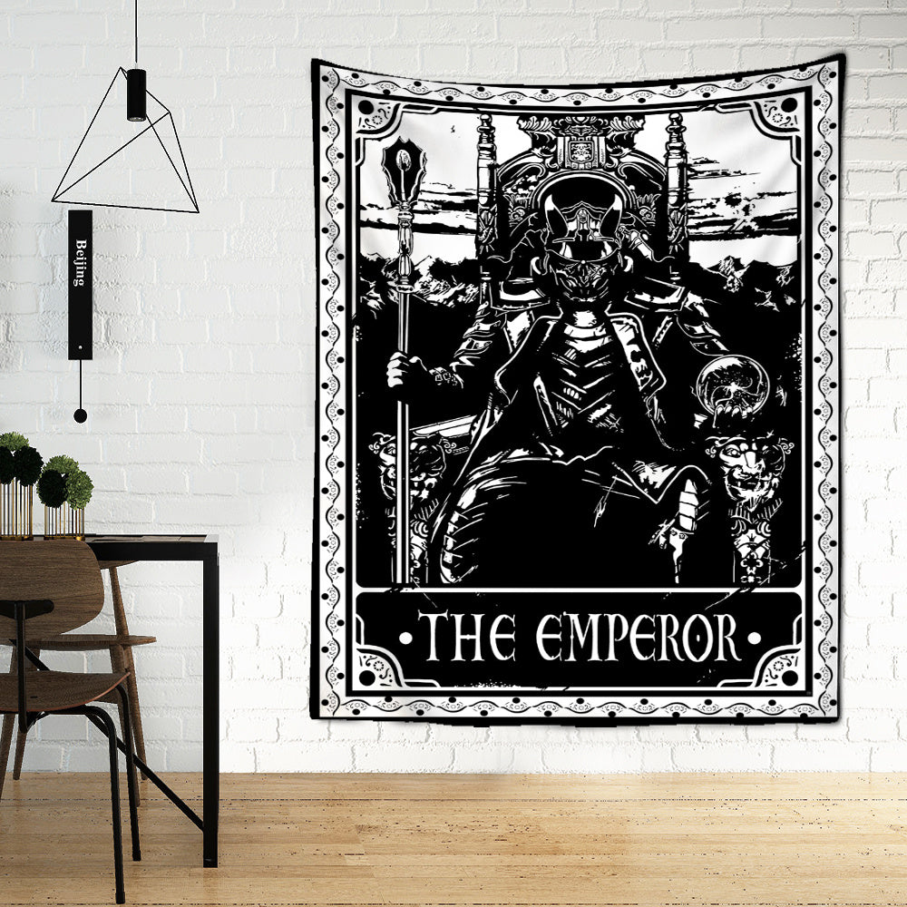 Black Tarot Cards Tapestry Wall Hanging – Moon, Star & Medieval European Divination Art