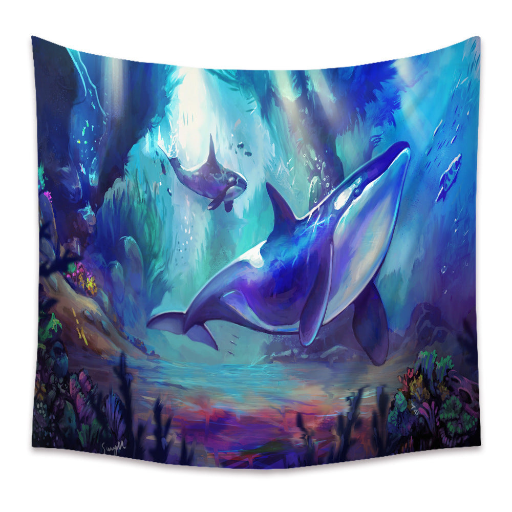 Nordic Ocean Tapestry Wall Hanging – Plush Polyester Bedroom Decor