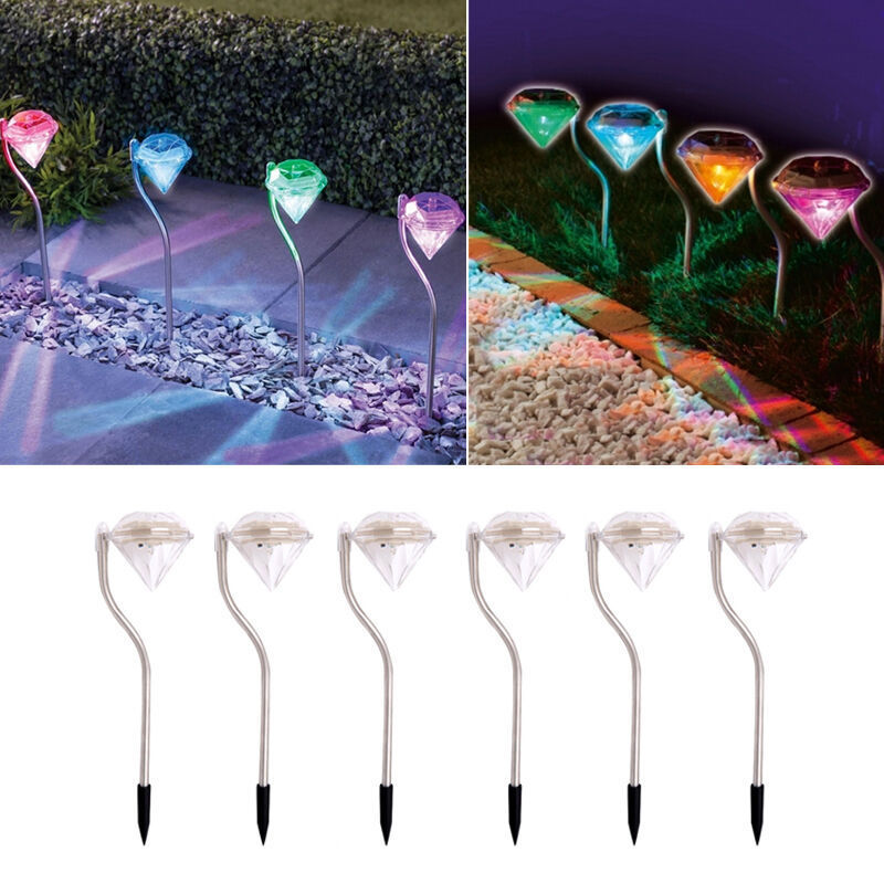 Solar Powered Garden Diamond Light – Waterproof Multicolor & White LED Outdoor Lamp