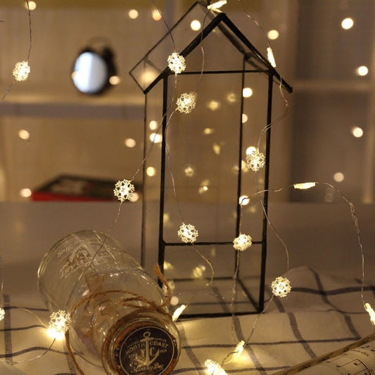 Newsoo Copper Wire Star & Snowflake LED String Lights – Warm White, Battery Powered