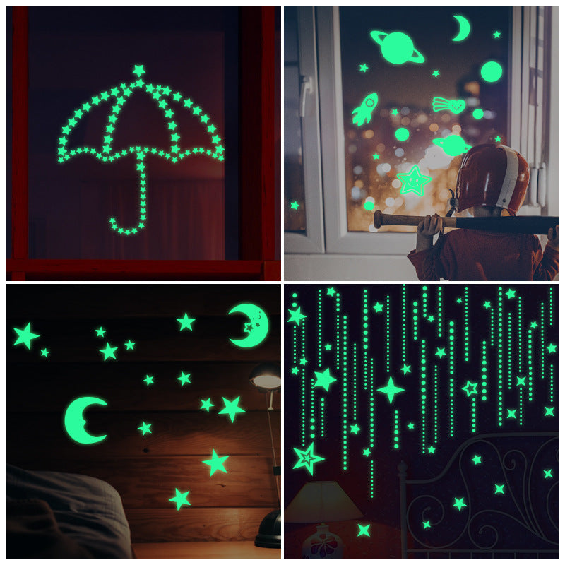 Creative DIY Fluorescent Star & Moon Wall Stickers – Removable Glow-in-the-Dark Décor