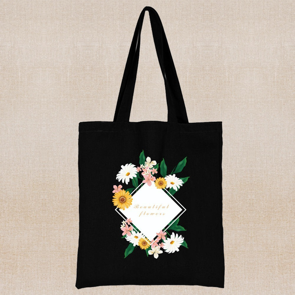 Canvas Shopping Bag Daisy Print Handheld Eco