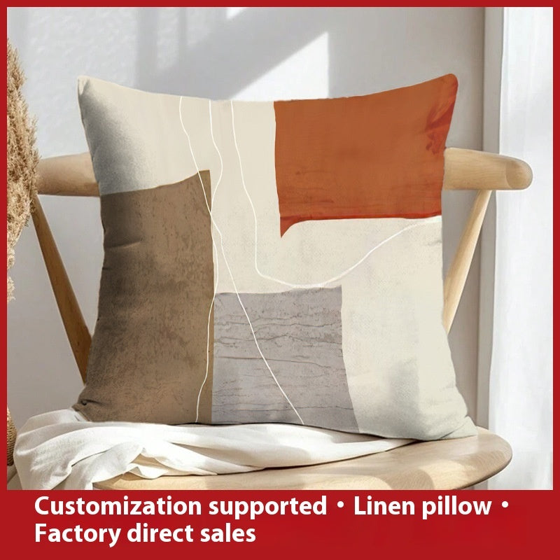 Abstract Oil Painting Linen Pillow Cover Home Sofa And Bed Cushions Clear Printing
