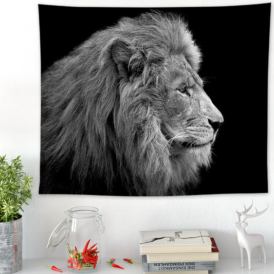 Black and White Realistic Animal Printed Tapestry – European & American Style Home Decor