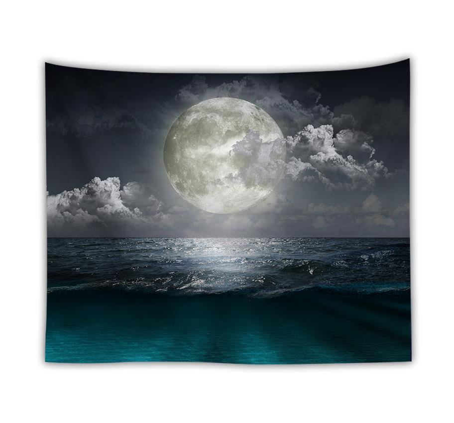 Ocean Moon Nature Wall Tapestry – Digital Print Polyester Dorm Decor