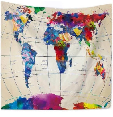 Elegant Colorful Meridian Map Wall Tapestry – Premium European-Style Geometric Art Décor