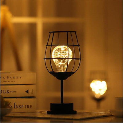 Minimalist Hollow Wine Bottle Table Lamps – Creative Iron Reading Lamp