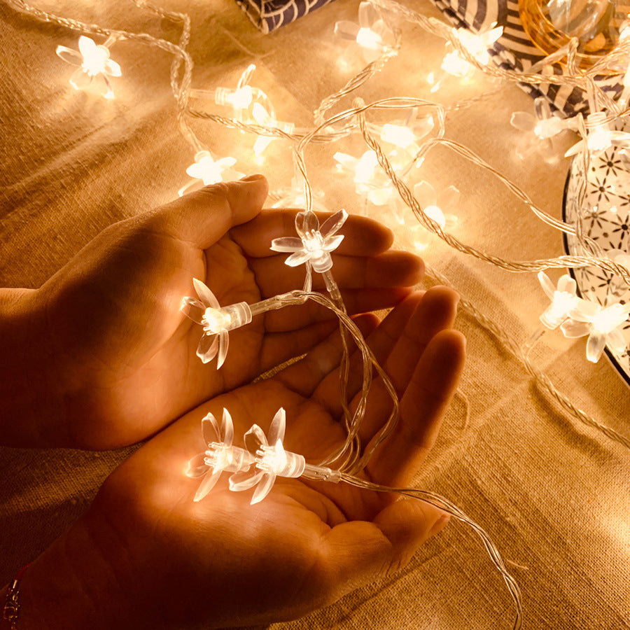 Sakura Small Colored Flashing String Lights – LED Push-Button Decorative Lights for Rooms and Camping