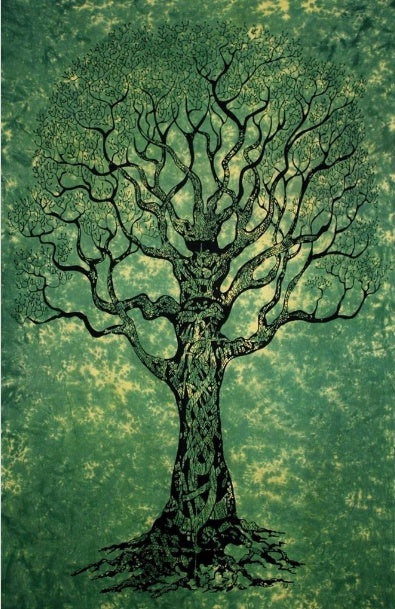 Psychedelic Nature Wall Tapestry – Tree Forest & Starry Sky Sunset Carpet