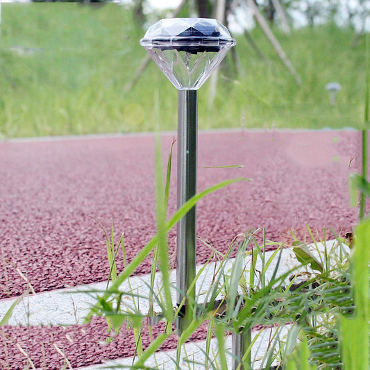 Solar-Powered Straight Pole Diamond Lawn Lamp – Colorful Warm White LED Outdoor Light