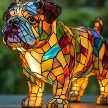 Colorful Resin Dog Lamp – Creative Animal Decoration & Night Light