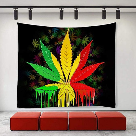 European Style Blankigra Grass Hemp Leaf Tapestry – Polyester Wall Hanging