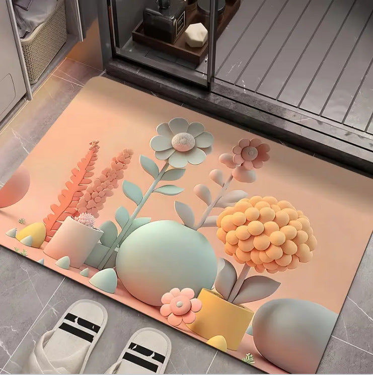 3D Flower New Floor Mat Bathroom Mats Decorative Hallway Door Mat
