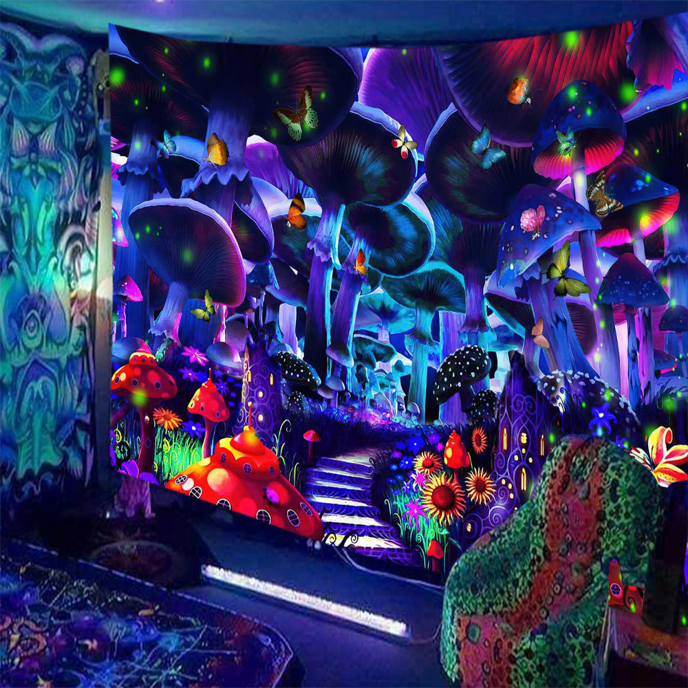 Fluorescent Print Tapestry – Modern Glow Wall Hanging for Home Decor