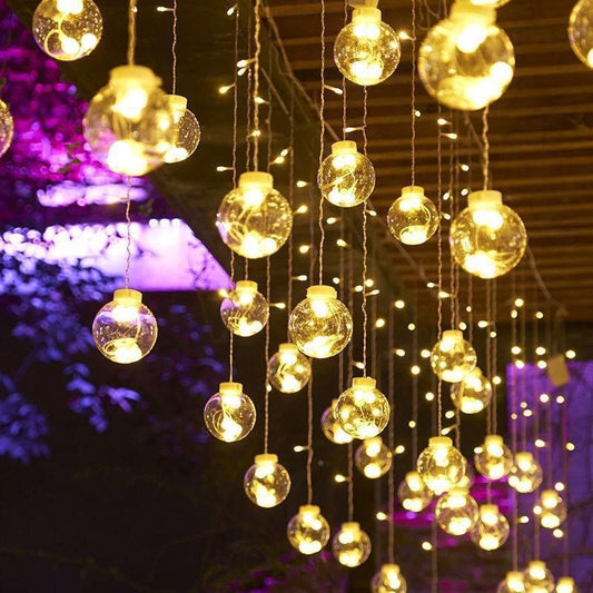 LED Wish Orbs Star Moon Curtain Light – Starry Sky String Lights with Controller