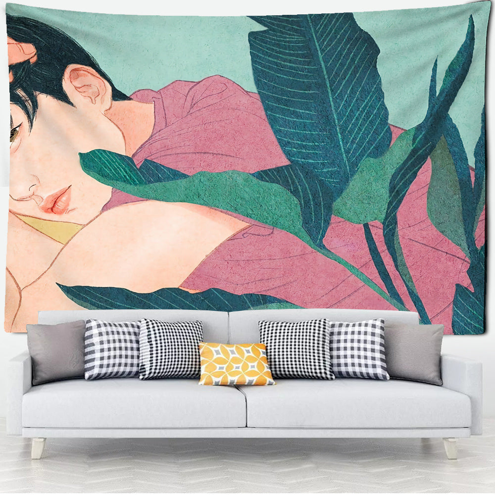 Digital Print Ocean Moon Nature Tapestry – Polyester Wall Hanging for Dorm Decor