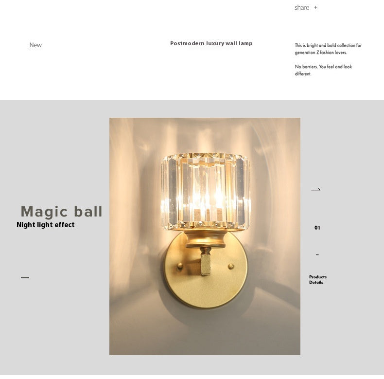 American Crystal Wall Lamp – Simple Post-modern Style for Living Room