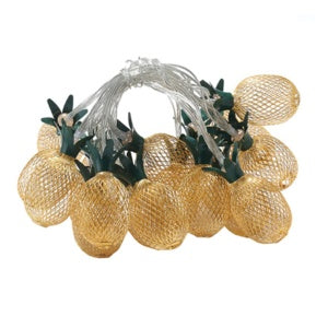 Modern Iron Pineapple LED Light String – Warm White, Battery Operated