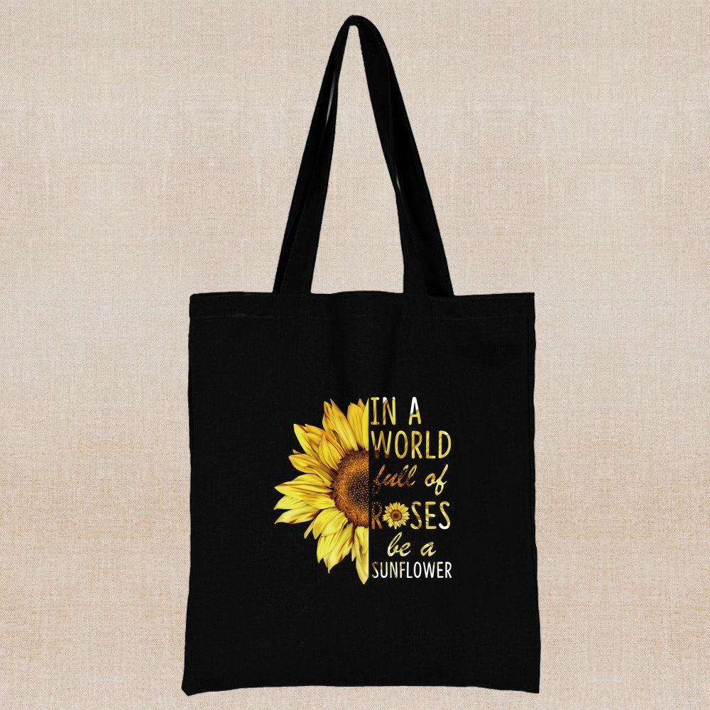 Canvas Shopping Bag Daisy Print Handheld Eco