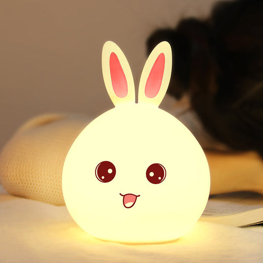Cute Silicone Rabbit Night Light – Touch Sensor Colorful LED Lamp