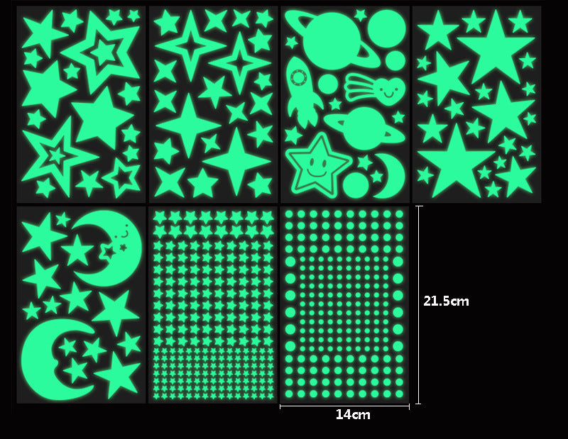 Creative DIY Fluorescent Star & Moon Wall Stickers – Removable Glow-in-the-Dark Décor