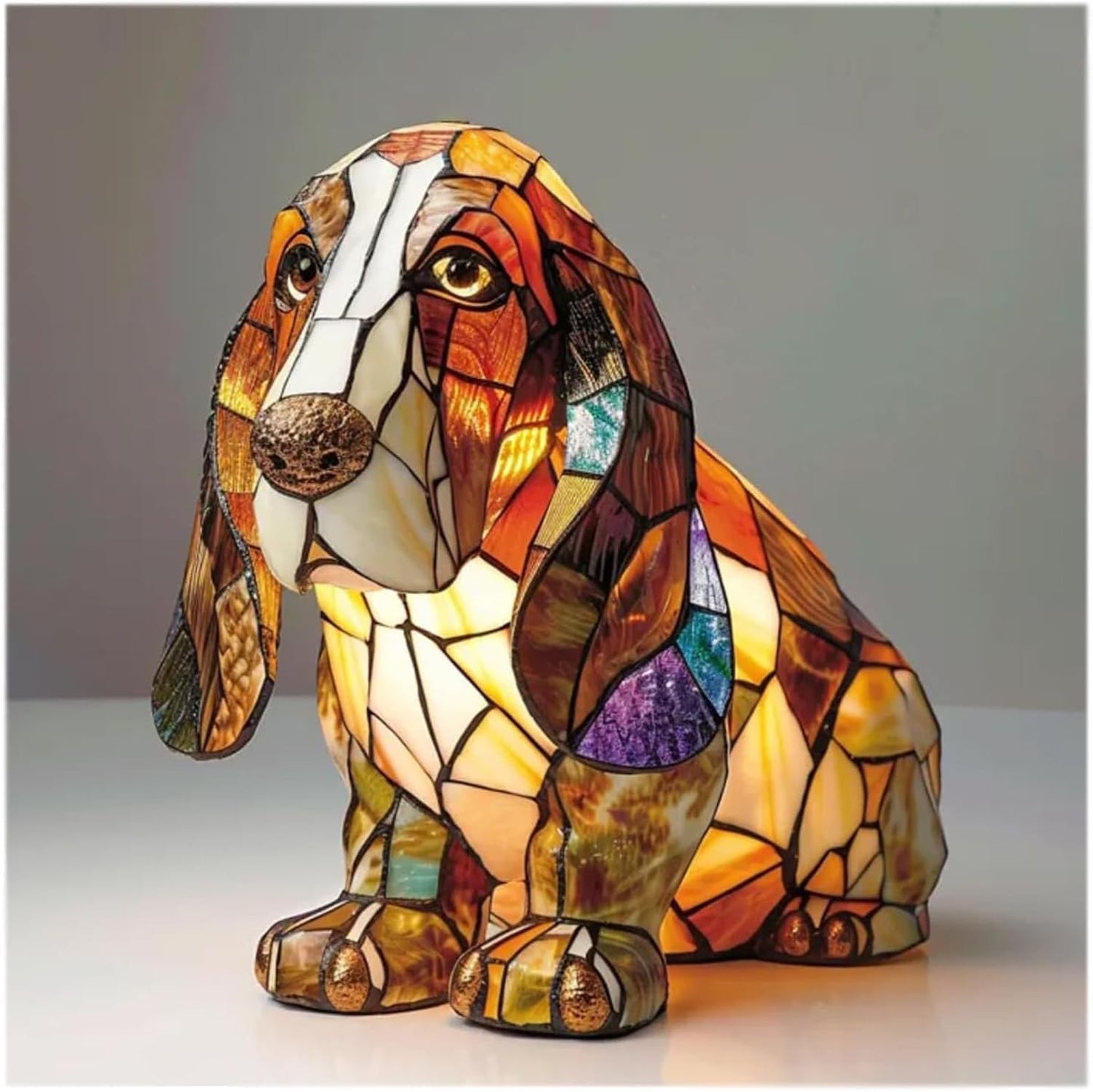 Colorful Resin Dog Lamp – Creative Animal Decoration & Night Light