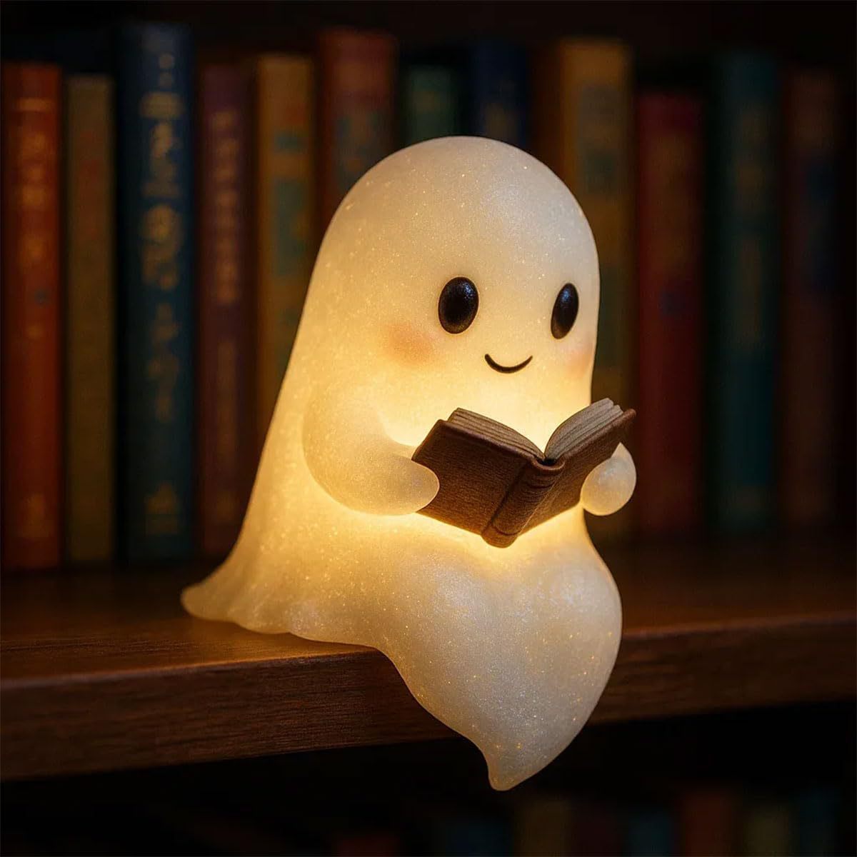 Halloween Ghost Reading Night Light – Resin Material, 10cm