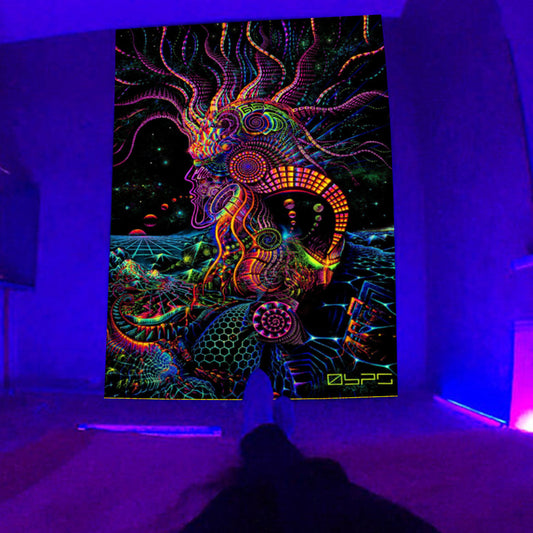 Fluorescent Landscape Tapestry – Glow in Dark Wall Hanging for Home & Room Decor