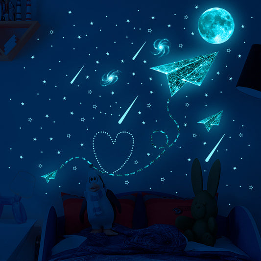 Universe Moon Luminous Star Wall Stickers Bedroom Luminous Stickers