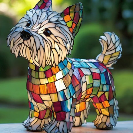 Colorful Resin Dog Lamp – Creative Animal Decoration & Night Light