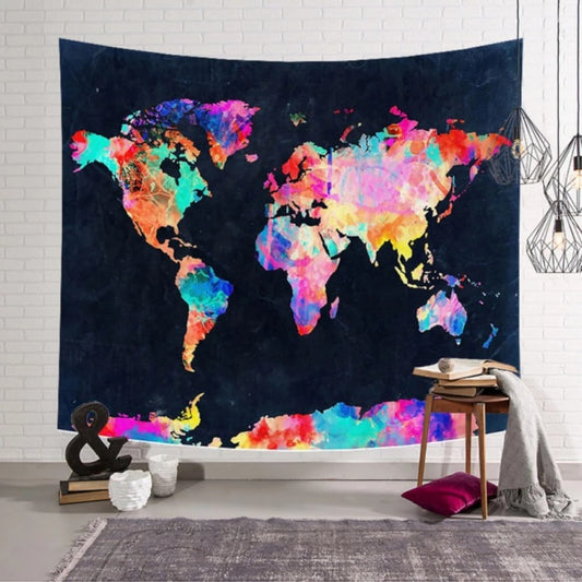 Black Map Tapestry – European Classical Plush Polyester Wall Hanging