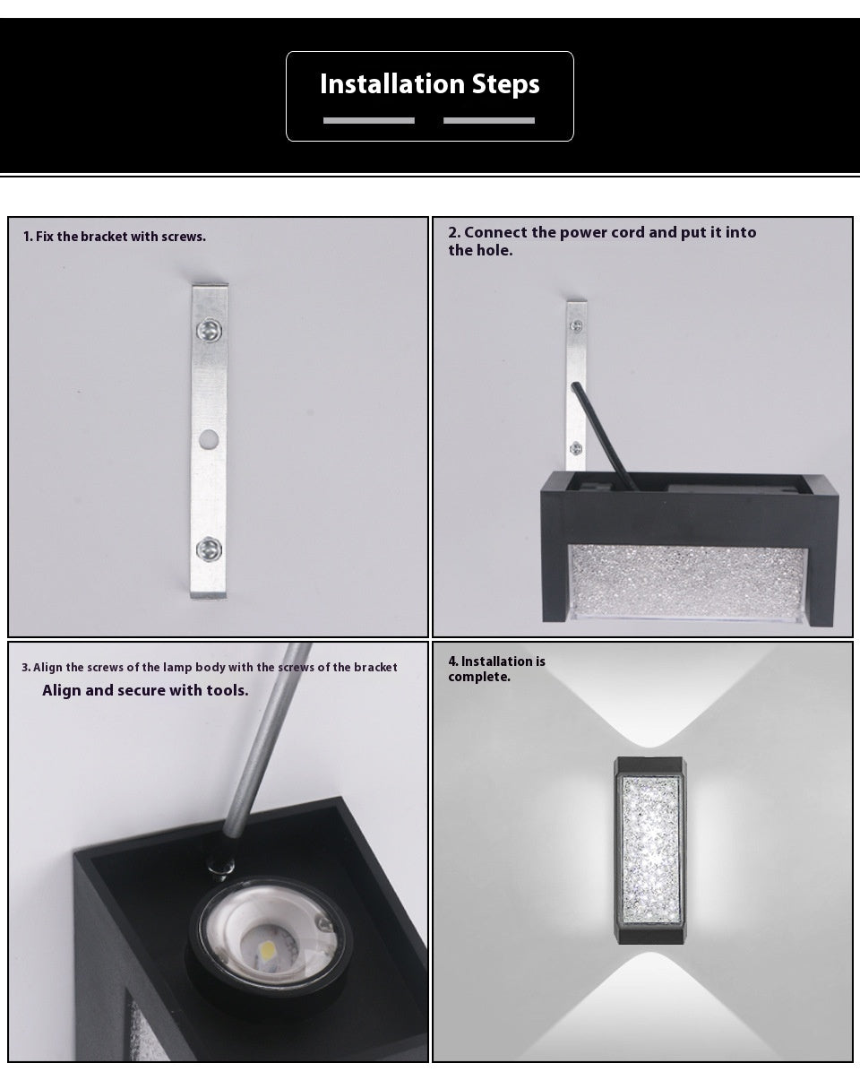 Modern Minimalist Crystal Wall Lamp – Round & Square Designs, Warm and White Light