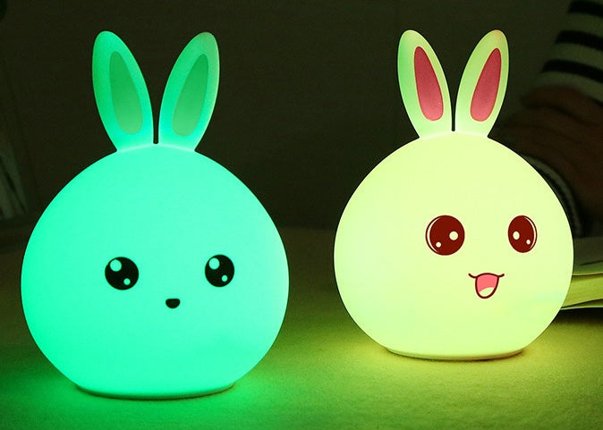 Cute Silicone Rabbit Night Light – Touch Sensor Colorful LED Lamp