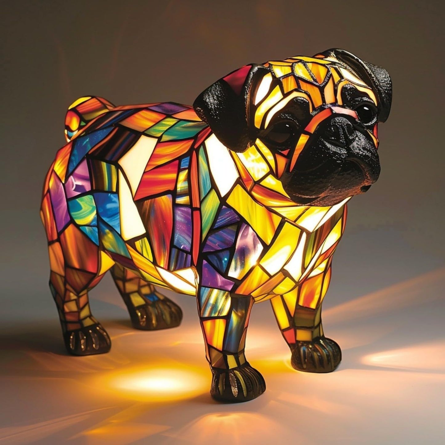 Colorful Resin Dog Lamp – Creative Animal Decoration & Night Light