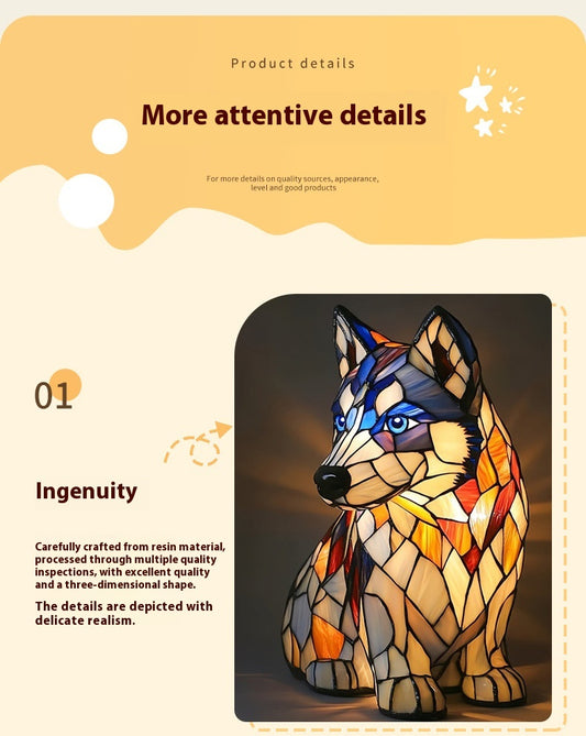 Colorful Resin Dog Lamp – Creative Animal Decoration & Night Light