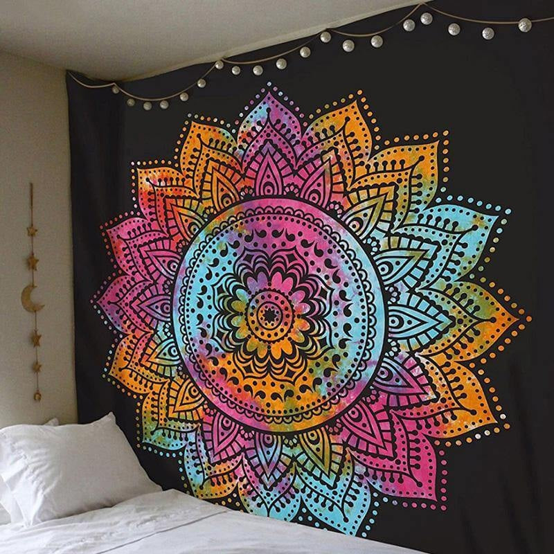 Plush Mandala Home Decor Tapestry – European Classical Geometric Abstraction